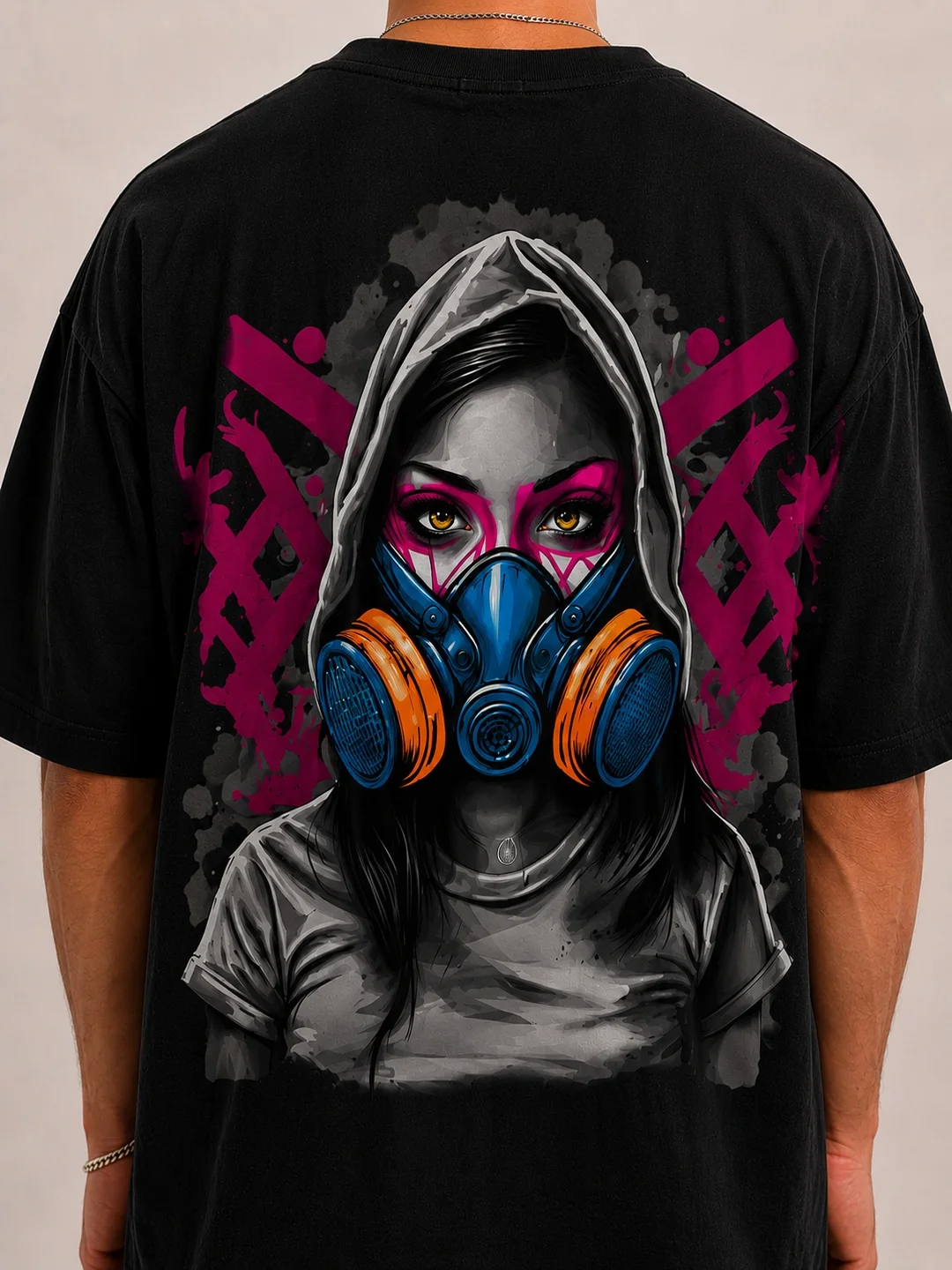 REBEL — Gas Mask Print Oversized T-Shirt — CARIBOUELK