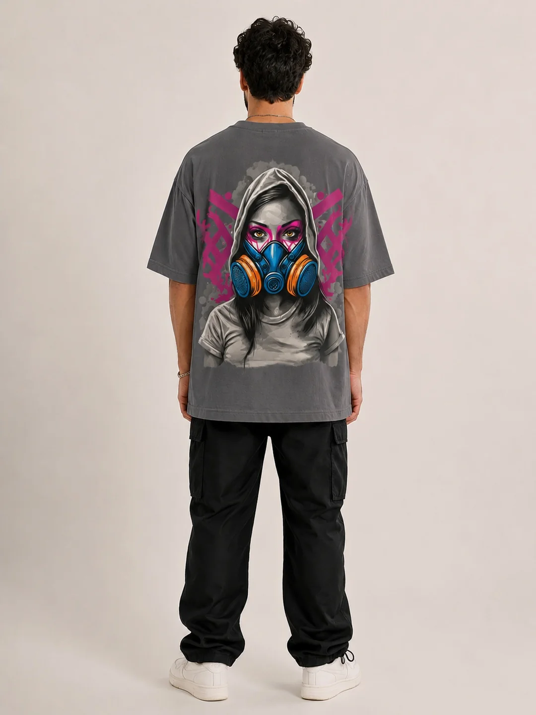 REBEL — Gas Mask Print Oversized T-Shirt — CARIBOUELK