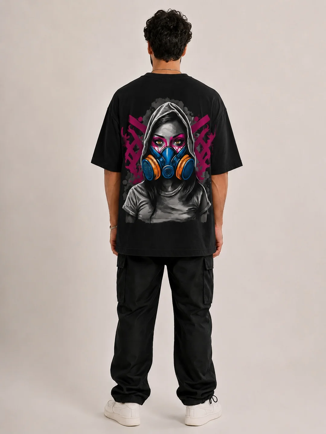 REBEL — Gas Mask Print Oversized T-Shirt — CARIBOUELK